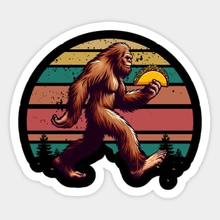 Bigfoot Carrying Taco Funny Cinco de Mayo Sasquatch Sticker